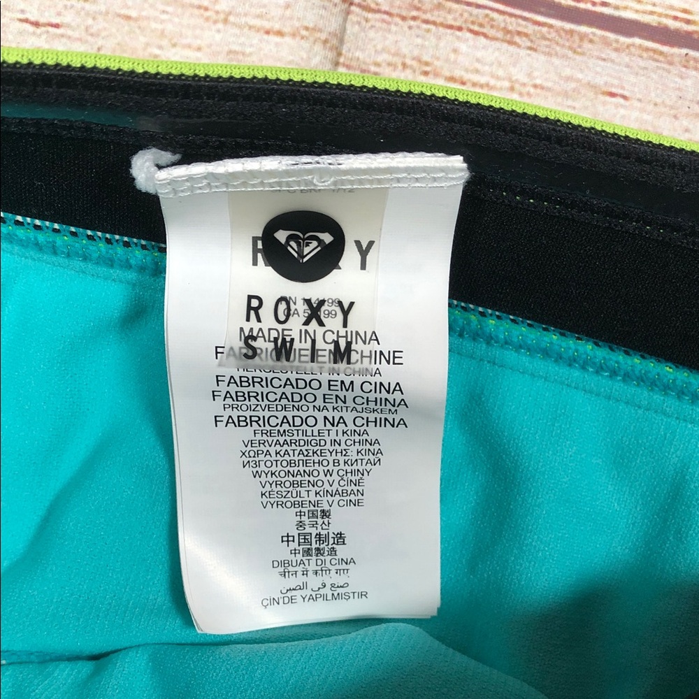 NWOT Roxy Neon Lime and Aqua Neoprene Surf Two-Piece Bikini Set - Picture 5 of 13